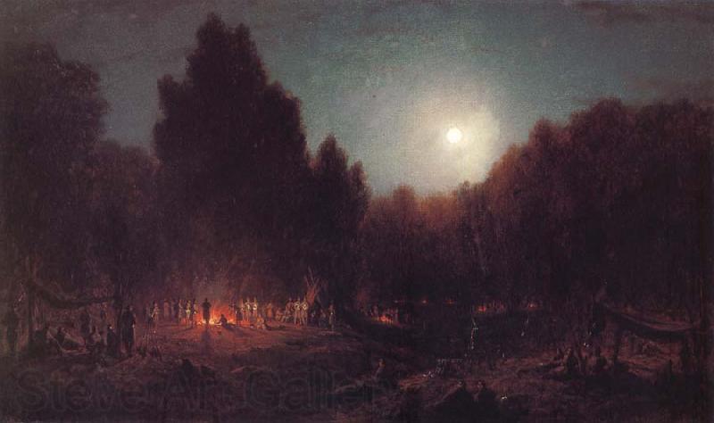 Sanford Robinson Gifford Night Bivouac of the Seventh Regiment New York at Arlington Heights,Virginia Norge oil painting art